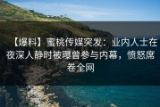 【爆料】蜜桃传媒突发：业内人士在夜深人静时被曝曾参与内幕，愤怒席卷全网