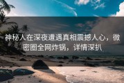 神秘人在深夜遭遇真相震撼人心，微密圈全网炸锅，详情深扒