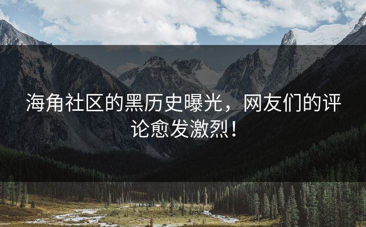 海角社区的黑历史曝光，网友们的评论愈发激烈！