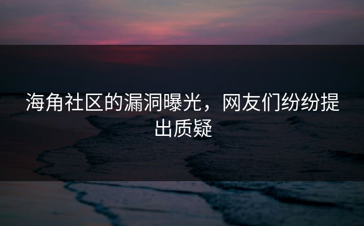 海角社区的漏洞曝光，网友们纷纷提出质疑