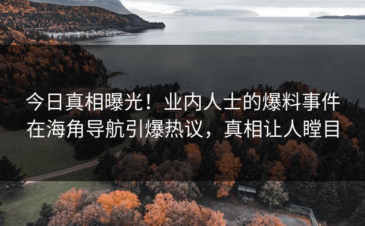 今日真相曝光！业内人士的爆料事件在海角导航引爆热议，真相让人瞠目