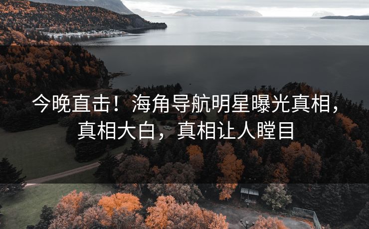 今晚直击！海角导航明星曝光真相，真相大白，真相让人瞠目