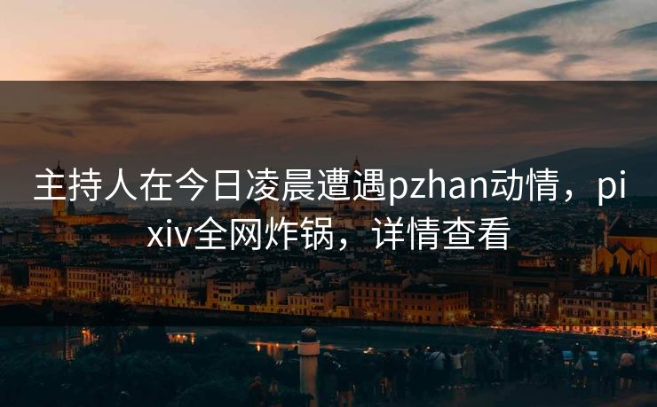 主持人在今日凌晨遭遇pzhan动情，pixiv全网炸锅，详情查看