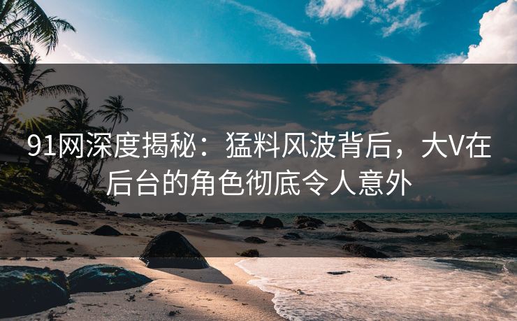 91网深度揭秘：猛料风波背后，大V在后台的角色彻底令人意外