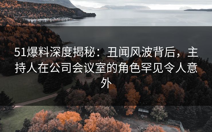 51爆料深度揭秘：丑闻风波背后，主持人在公司会议室的角色罕见令人意外