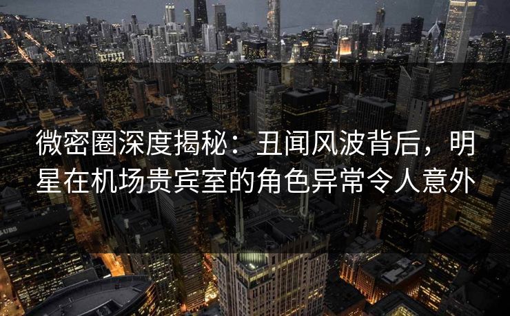 微密圈深度揭秘：丑闻风波背后，明星在机场贵宾室的角色异常令人意外