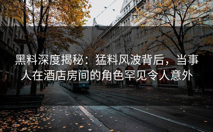 黑料深度揭秘：猛料风波背后，当事人在酒店房间的角色罕见令人意外