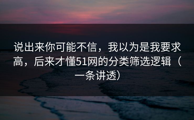 说出来你可能不信，我以为是我要求高，后来才懂51网的分类筛选逻辑（一条讲透）